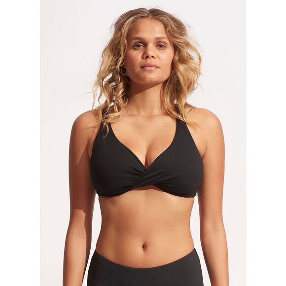 NWT Seafolly Collective Wrap Front Bra - Black 10F - Picture 1 of 8
